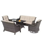 UPTIOT 7-Person Seating Group With Fire Pit And Cushions