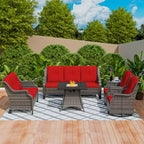 UPTIOT 7-Person Seating Group With Fire Pit And Cushions
