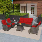 UPTIOT 7-Person Seating Group With Fire Pit And Cushions