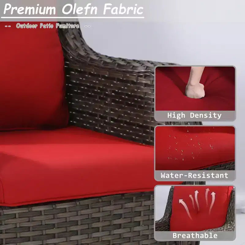 UPTIOT 7-Person Seating Group With Fire Pit And Cushions