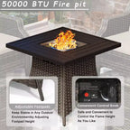 UPTIOT 7-Person Seating Group With Fire Pit And Cushions