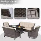 UPTIOT 7-Person Seating Group With Fire Pit And Cushions