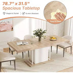 Zevemomo 63-78.7 Table de ferme extensible, Table à manger en bois 6-10 places avec rail métallique et pied central, Finition chêne pour salon et maison