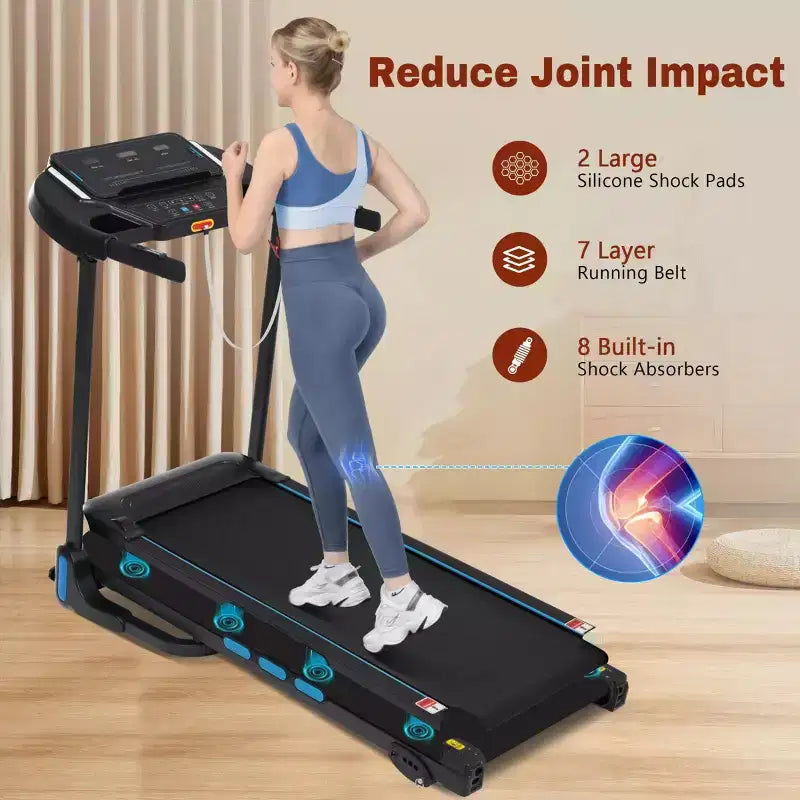 NAYSAYE Tapis de course pliable 3.5 CV avec système hydraulique et inclinaison pour la course et la marche à domicile, Noir, 48.23*19.69*41.14