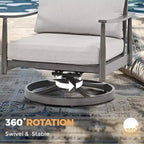 HAPPATIO 6 Pieces Aluminum Outdoor Conversation Set with 1 Loveseat,Coffee Table, 2 Swivel Chairs and Ottomans