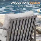 HAPPATIO 6 Pieces Aluminum Outdoor Conversation Set with 1 Loveseat,Coffee Table, 2 Swivel Chairs and Ottomans