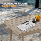 HAPPATIO Ensemble de conversation d'extérieur 7 pièces en aluminium comprenant 1 canapé trois places, une table d'appoint, une table basse, 2 fauteuils pivotants et des poufs