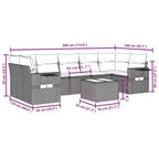 vidaXL Garden Sofa Set Black PE Rattan Large Adjustable Feet