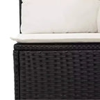vidaXL Salon de jardin en résine tressée noir, acier enduit de poudre, verre trempé