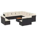 vidaXL Garden Sofa Set Black, Cream White
