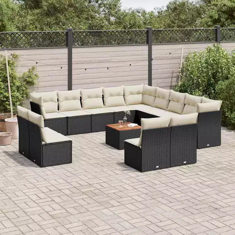 vidaXL Garden Sofa Set Black, Cream White