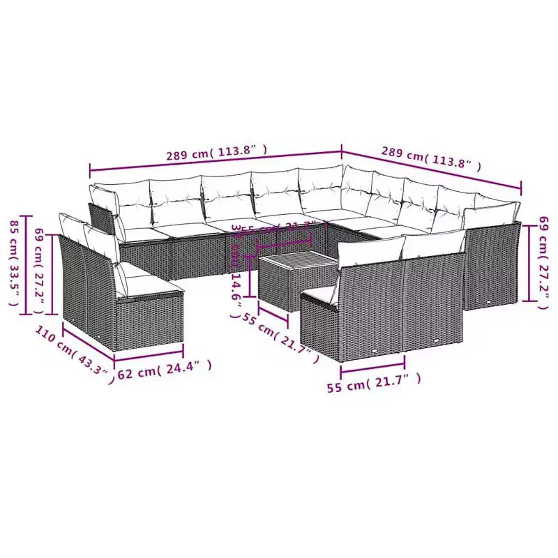 vidaXL Garden Sofa Set Black, Cream White