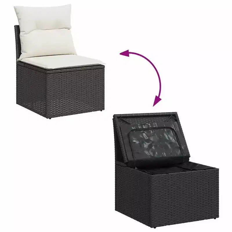 vidaXL Garden Sofa Set Black Poly Rattan Large Modular Garden Sofa Set