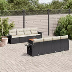 vidaXL Salon de jardin noir en rotin PE, acier poudré, bois d'acacia