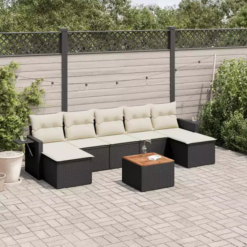 vidaXL Garden Sofa Set Black PE Rattan Large Modular Garden Sofa Set