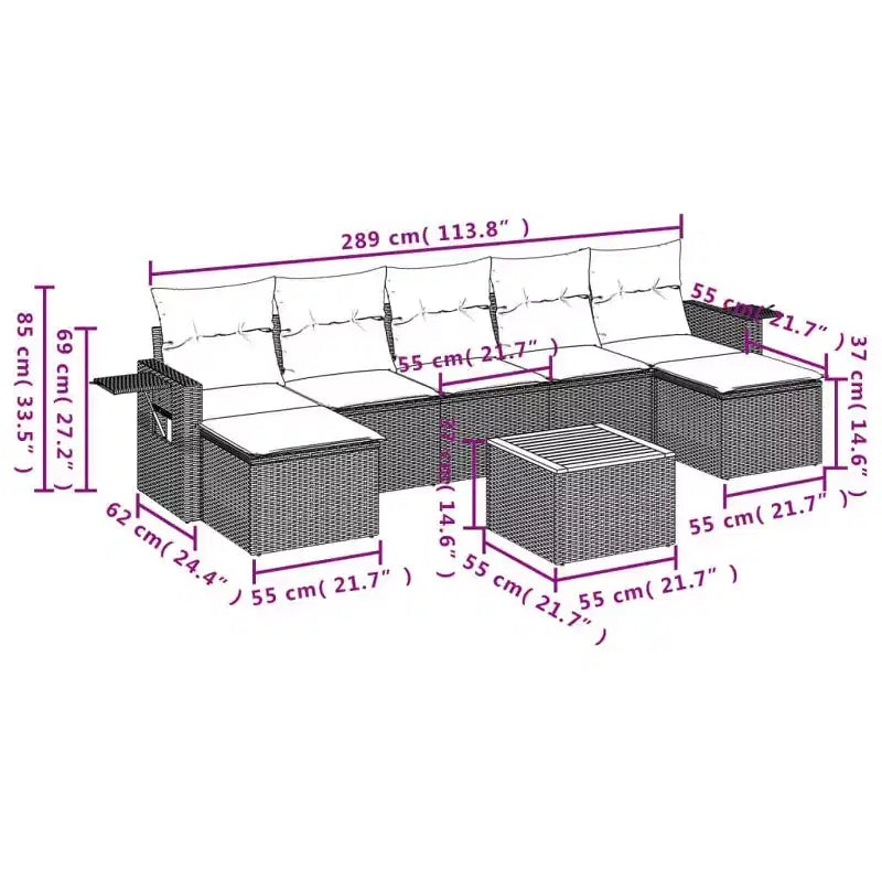 vidaXL Garden Sofa Set Black PE Rattan Large Modular Garden Sofa Set