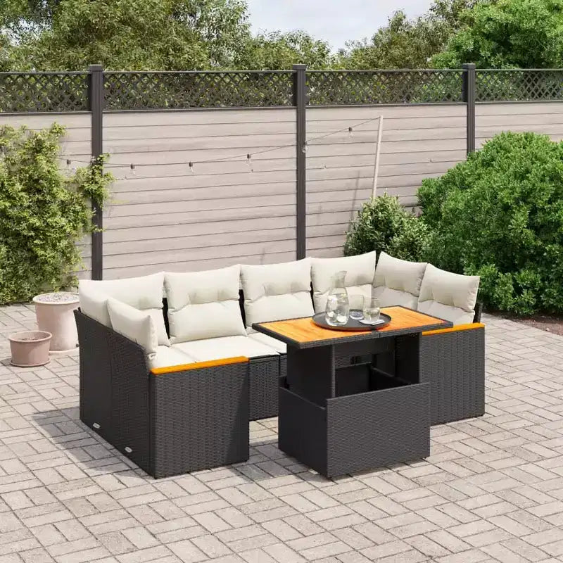 vidaXL Garden Sofa Set Black and Cream