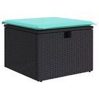 vidaXL 9 Piece Patio Sofa Set with Cushions Black and Blue Poly Rattan