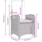 vidaXL Ensemble de salle à manger d'extérieur 5 pièces - Résine tressée, Chaises inclinables réglables avec coussins et table relevable pour jardin, arrière-cour, patio - Noir/Marron