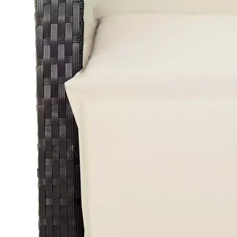 vidaXL 5 Piece Patio Dining Set - Black Poly Rattan with Cream Cushions, Adjustable Table, Reclining Chairs