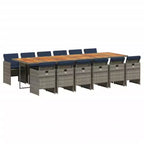 vidaXL Patio Dining Set with Cushions Garden Table and Chair Gray Poly Rattan