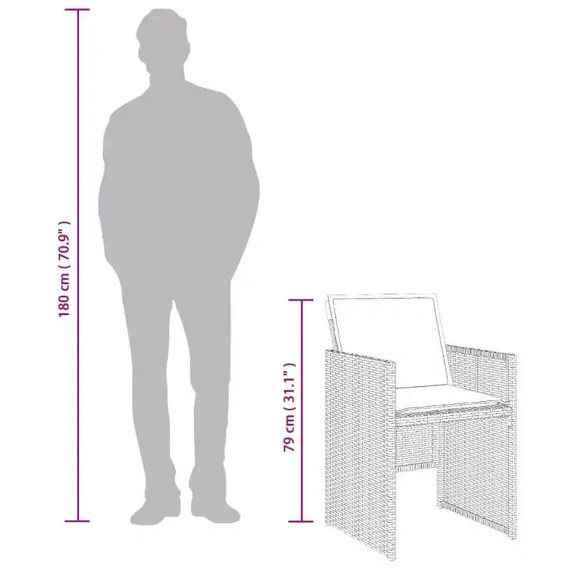 vidaXL Patio Dining Set, 12-Seater, Grey and Navy Blue, Outdoor Poly Rattan and Wood
