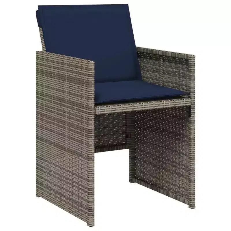 vidaXL Patio Dining Set, 12-Seater, Grey and Navy Blue, Outdoor Poly Rattan and Wood