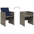 vidaXL Patio Dining Set, 12-Seater, Grey and Navy Blue, Outdoor Poly Rattan and Wood
