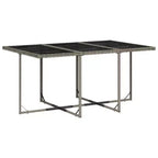 vidaXL Ensemble de salle à manger de patio, table et chaises d'extérieur 7 pièces, en rotin PE gris et bleu marine