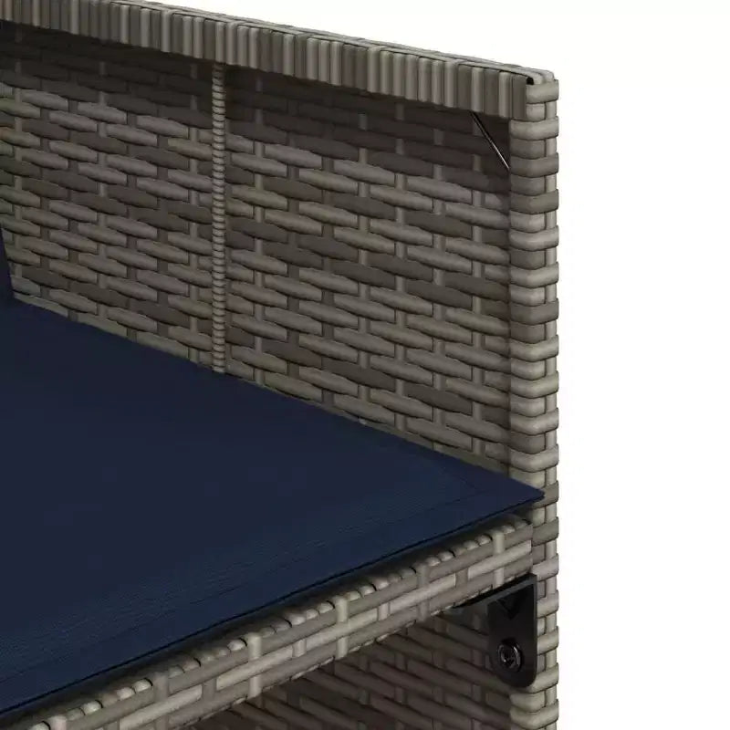 vidaXL Ensemble de salle à manger de patio, table et chaises d'extérieur 7 pièces, en rotin PE gris et bleu marine