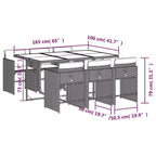 vidaXL Ensemble de salle à manger de patio, table et chaises d'extérieur 7 pièces, en rotin PE gris et bleu marine