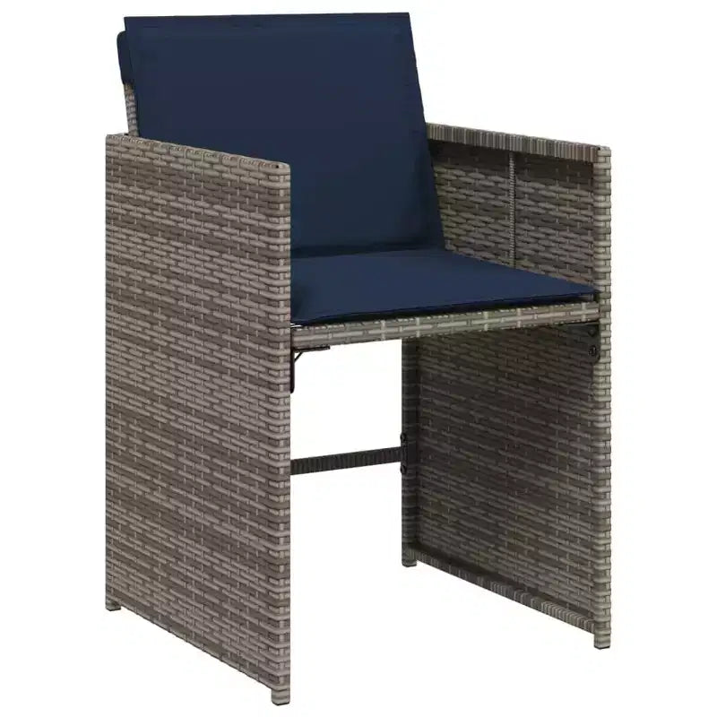 vidaXL Patio Dining Set Set of 8 Gray Poly Rattan Large Foldable