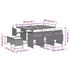 vidaXL Patio Dining Set of 10 Grey PE Rattan 11 Pieces Foldable