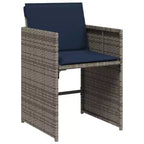 vidaXL Patio Dining Set of 10 Grey PE Rattan 11 Pieces Foldable