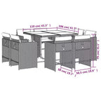 vidaXL Salon de jardin 8 pcs Gris