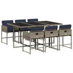 vidaXL Patio Dining Set Set of 6 Grey, Navy Blue, Black