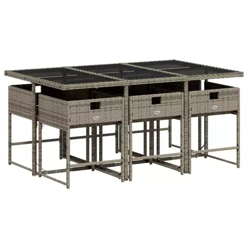 vidaXL Patio Dining Set Set of 6 Grey, Navy Blue, Black