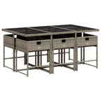 vidaXL Patio Dining Set Set of 6 Grey, Navy Blue, Black