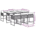 vidaXL Patio Dining Set Set of 6 Grey, Navy Blue, Black