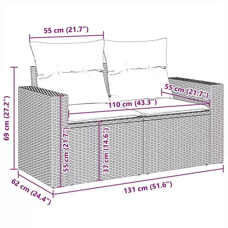 vidaXL Patio Sofa Set with Cushions Lounge Setting Outdoor 6 Piece Poly Rattan - Black and Cream