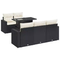 vidaXL Patio Sofa Set with Cushions Lounge Setting Outdoor 6 Piece Poly Rattan - Black and Cream