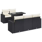 vidaXL Patio Sofa Set with Cushions Lounge Setting Outdoor 6 Piece Poly Rattan - Black and Cream