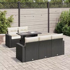 vidaXL Patio Sofa Set with Cushions Lounge Setting Outdoor 6 Piece Poly Rattan - Black and Cream