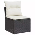 vidaXL Patio Sofa Set with Cushions Lounge Setting Outdoor 6 Piece Poly Rattan - Black and Cream