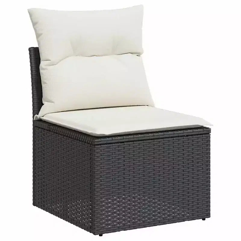 vidaXL Patio Sofa Set with Cushions Lounge Setting Outdoor 6 Piece Poly Rattan - Black and Cream