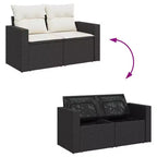 vidaXL Patio Sofa Set with Cushions Lounge Setting Outdoor 6 Piece Poly Rattan - Black and Cream