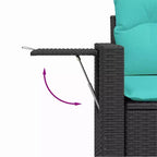 vidaXL Patio Sofa Set with Cushions Conversation Set 7 Piece Poly Rattan Acacia - Black