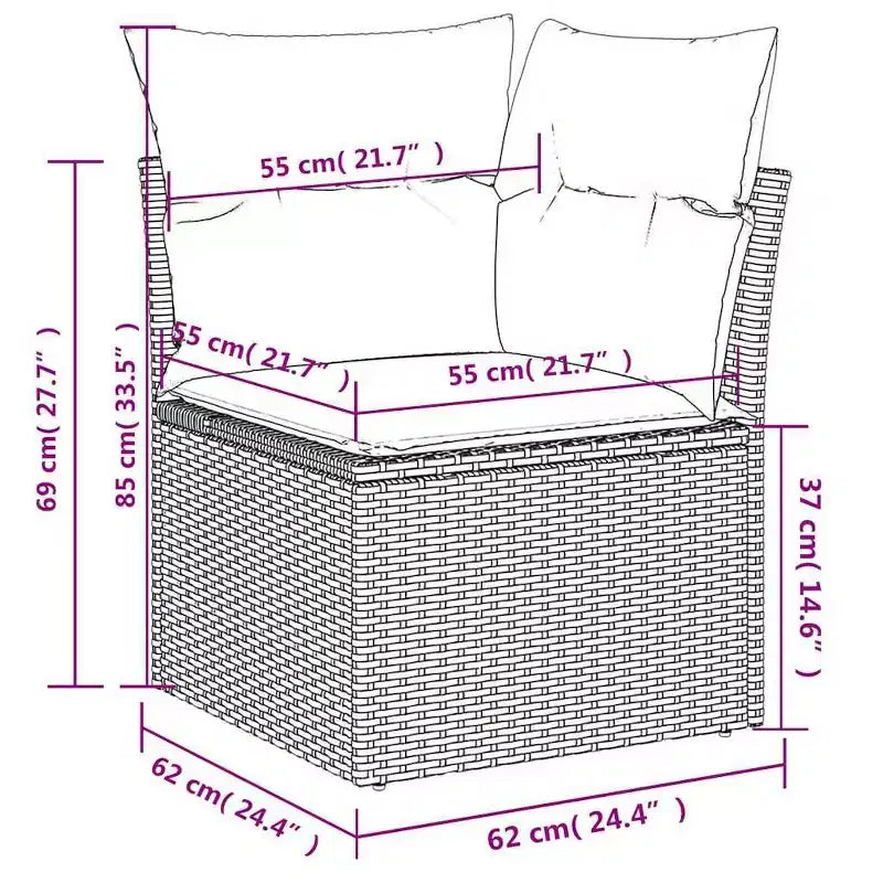 vidaXL Ensemble de canapés de jardin 6 pièces avec coussins Résine tressée noire
