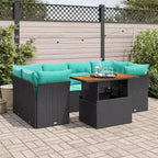 vidaXL 7 Piece Patio Sofa Set with Cushions Black Poly Rattan