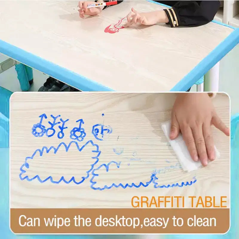 Table et chaises pour enfants, Ensemble table d'activités et de bricolage pour tout-petits réglable en hauteur avec 6 chaises, pour les 2-10 ans, Table d'activités artistiques pour enfants supportant jusqu'à 136 kg
